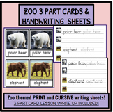 Montessori Zoo  3 Part Cards and Handwriting Sheets