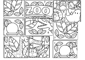 Preview of Zoo Paper Puzzle (Cutting + Sequencing + Sticking)