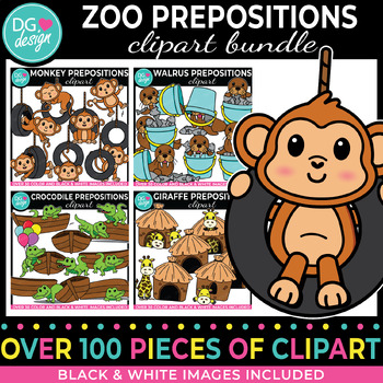 Preview of Zoo Preposition Clipart Bundle | Preposition Clipart | Positional Clip Art