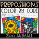 Zoo Prepositions Color by Code NO PREP Zoo Prepositions Coloring Worksheets