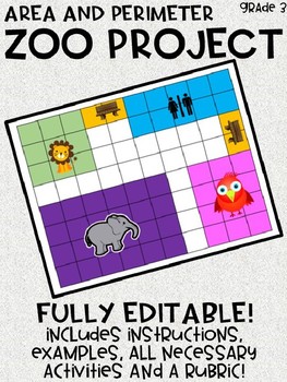 Preview of Zoo Project - Area and Perimeter! (Editable)