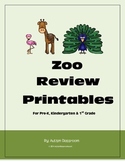 Zoo Review Printables for Pre-K, Kindergarten, 1st Grade &