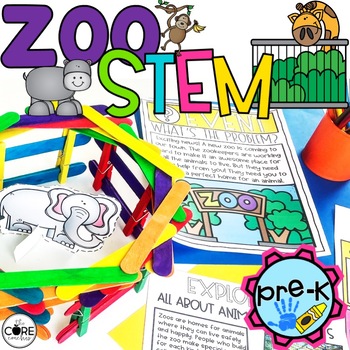 Preview of Zoo STEM Activity for Preschool, Pre-K - Zoo Animal Stem Challenge PreK