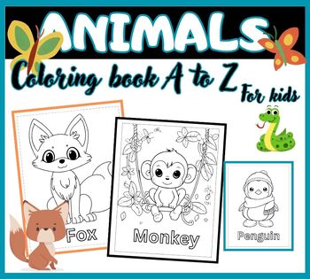 Preview of Zoo Tales: Alphabet Coloring Animals A-Z for Preschoolers KIDS