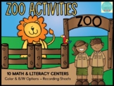 Zoo Theme Kindergarten Math & Literacy Centers