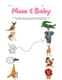 Zoo Theme Mom and Baby animals matching preschool