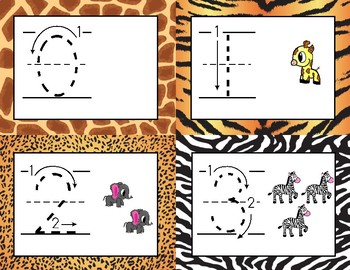 zoo animal themed number tracing cards and strips write and wipe 0 10