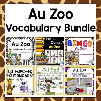 Preview of Zoo Themed Vocabulary BUNDLE in French