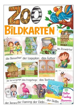 Preview of Zoo / Tiere Deutsch Bildkarten (German flash cards zoo things / animals)