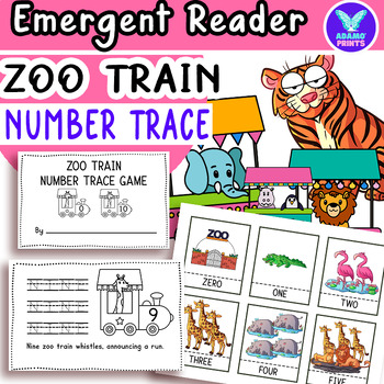 Preview of Zoo Train Number Trace 0-10 Math Emergent Reader Kindergarten NO PREP Activities