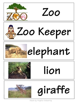 Preview of Zoo Words for Word Wall