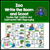 Zoo Write the Room/Scoot Double-Digit Addition and Subtrac