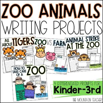 Preview of Zoo Writing Prompts, Zoo Animals Crafts, Activities & Graphic Organizers