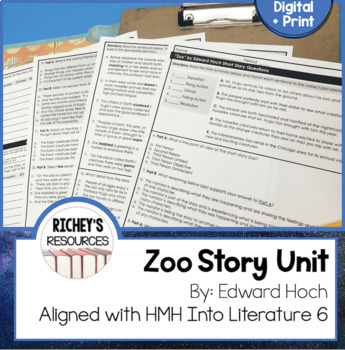 Preview of Zoo by Edward Hoch Short Story Unit Aligned with HMH 6 Digital and Print