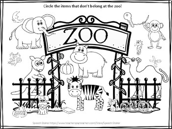Zoo Speech and Language Activity Freebie! by Speech Stoker | TpT
