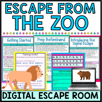 Preview of Zoo themed Digital Escape Room team building breakout game