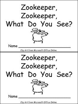 Zookeeper What Do You See Emergent Reader Kindergarten Preschool