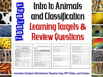 Preview of Zoology Intro to Animals and Classification Learning Targets & Review Questions