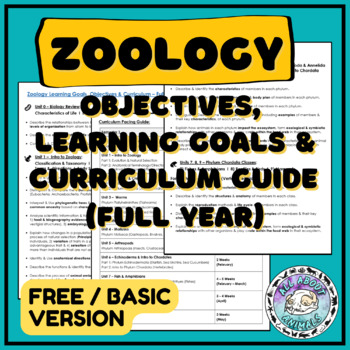 Preview of Zoology Objectives I Learning Goals I Curriculum Pacing Guide I Free Version