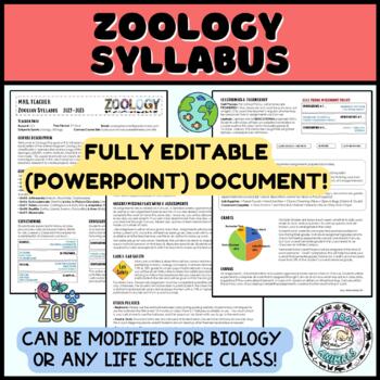 Preview of Zoology Syllabus I Fully Editable I Or Any High School Biology Life Science