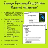Zoology Taxonomy/Classification Research Assignment- Dista