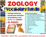 Zoology Vocabulary Lists with Introduction Activities and 
