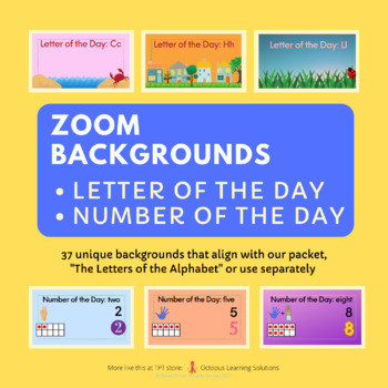 Preview of 37 Zoom Backgrounds | Alphabet ABC and Numbers | Distance Learning | COVID-19