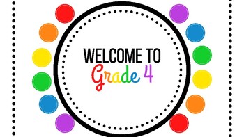 Zoom &amp; Desktop Background: Welcome to Grade Four/Fourth Grade (Rainbow  Palette)