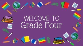 Zoom & Desktop Background: Welcome to Grade Four/Fourth Grade (School