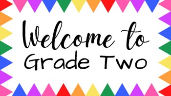 Preview of Zoom & Desktop Background: Welcome to Grade Two/Second Grade (Rainbow Banner)