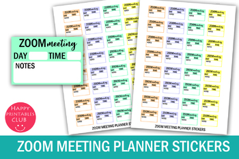 Preview of Zoom Meeting Planner Stickers- Distance Learning Planner Stickers