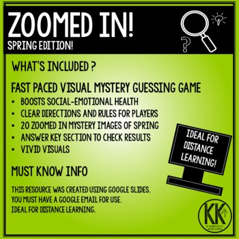 Zoomed In! The Visual Mystery Game SPRING EDITION!  TpT