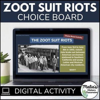Preview of Zoot Suit Riots Content Choice Board | Latinx Studies and World War II Activity