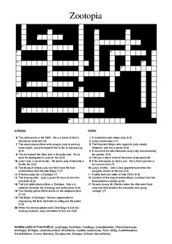 Preview of Zootopia Crossword Puzzle