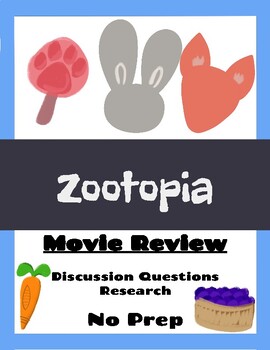 Preview of Zootopia Movie Discussion - Ecology | Food Chain/Web | Answer key Included