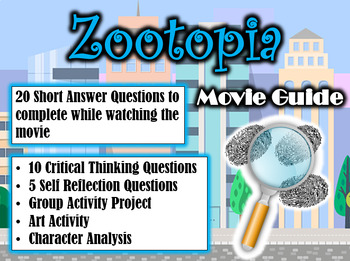 Preview of Zootopia Movie Guide (2016) - Movie Questions with Extra Activities