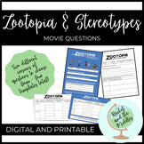 Zootopia and Stereotypes - Digital and Printable Movie Questions