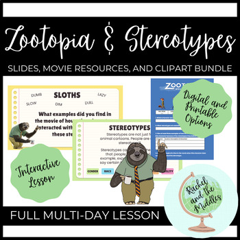 Preview of Zootopia and Stereotypes - Full Multi-Day Lesson and Movie Bundle
