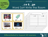 _ce & _ge Write the Room - Sort by Word Family (Soft c & Soft g)