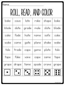 silent e worksheets a e by 180 days of reading tpt