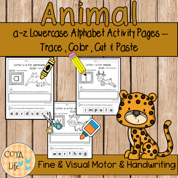 Preview of a-z Animal Lowercase Alphabet Activity Pages