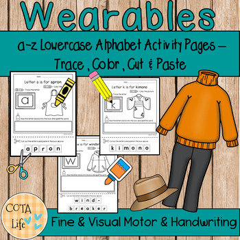 Preview of a-z Clothing & Wearables Lowercase Alphabet Activity Pages