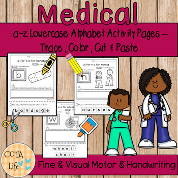 Preview of a-z Medical Lowercase Alphabet Activity Pages