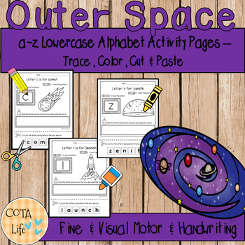 Preview of a-z Outer Space Lowercase Alphabet Activity Pages