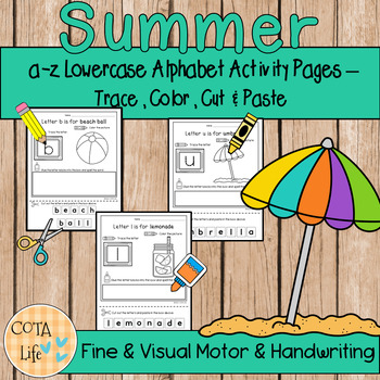 Preview of a-z Summer Lowercase Alphabet Activity Pages