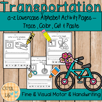 Preview of a-z Transportation Lowercase Alphabet Activity Pages
