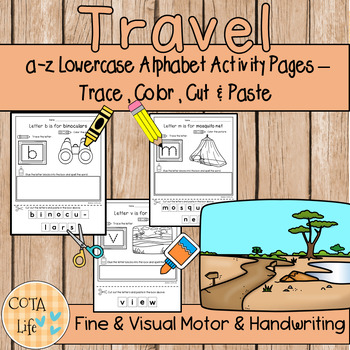 Preview of a-z Travel Lowercase Alphabet Activity Pages