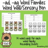 Short A (ad, ag) Family Word Work / Sensory Bin