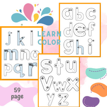 Preview of abc Color and learn letters animal names in English - drawing _ digital download