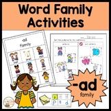ad Word Family Activities Worksheets & Centers Onset and R